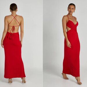 MESHKI Indiana Slinky Maxi Dress - Red (M)